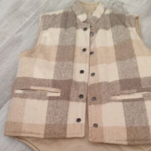 Plaid Beige and Brown unisex Reversible Vest